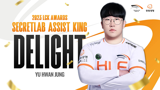 딜라이트는 2023 LCK 봄·여름 대회 합산 어시스트 1위다. 사진=한화생명e스포츠 리그오브레전드 게임단 공식 SNS