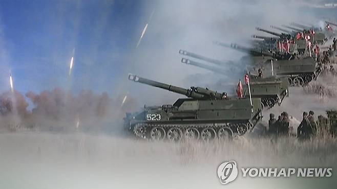 북한, 해상 완충구역서 사격훈련(CG)  [연합뉴스TV 제공]