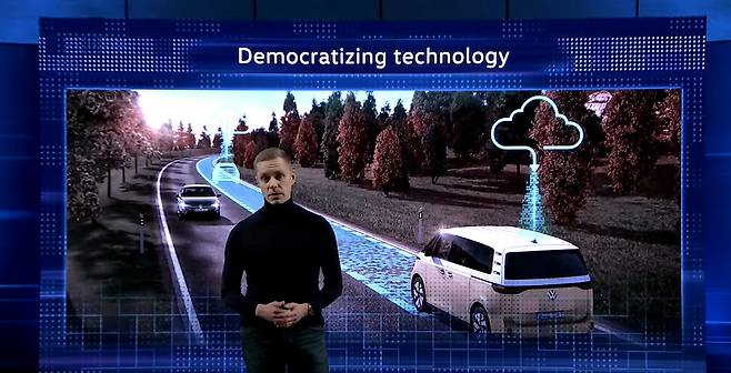 프리젠테이션을 진행하고 있는 카이 그뤼니츠(Kai Grünitz) 폭스바겐 브랜드개발 담당 이사회 멤버. [폭스바겐 유튜브]