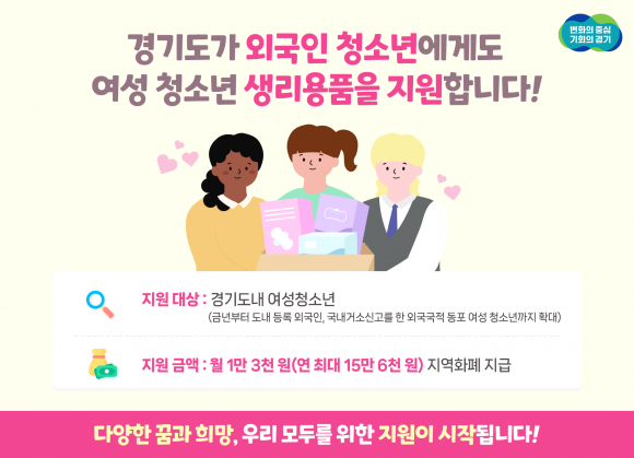 생리용품 지원확대 인포그래픽. 경기도 제공