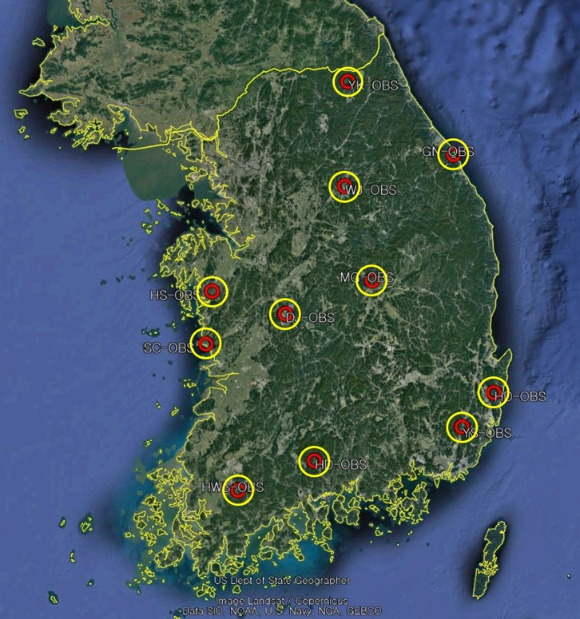 일본 7.6 지진의 영향으로 지하수위 변화가 감지된 지하수 관측정(문경/강릉/양구) [사진=한국지질자원연구원]