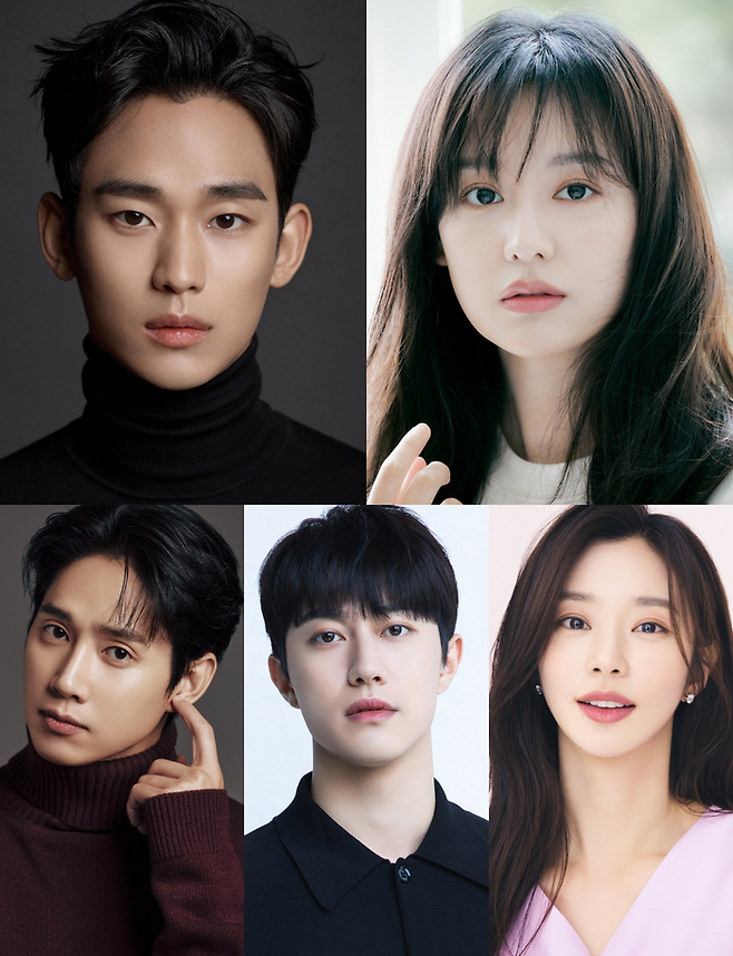 ‘눈물의 여왕’ 김수현-김지원-박성훈-곽동연-이주빈. 사진ㅣ골드메달리스트, 하이지음스튜디오, BH엔터테인먼트, 에이치앤드엔터테인먼트, 앤드마크, tvN