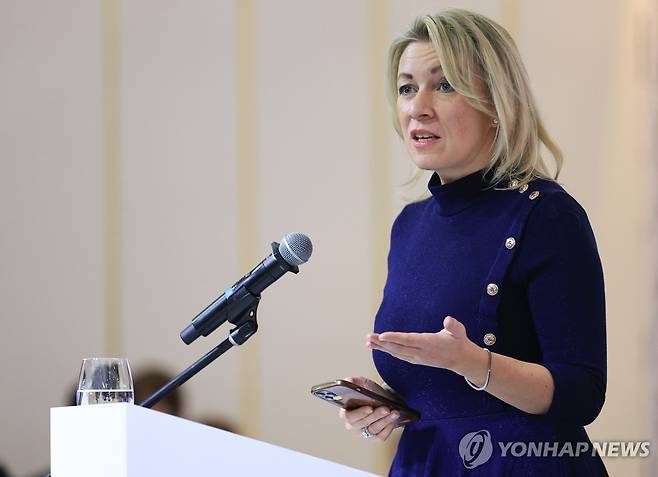 마리야 자하로바 러시아 외무부 대변인 [타스=연합뉴스 자료사진. 재판매 및 DB 금지]
