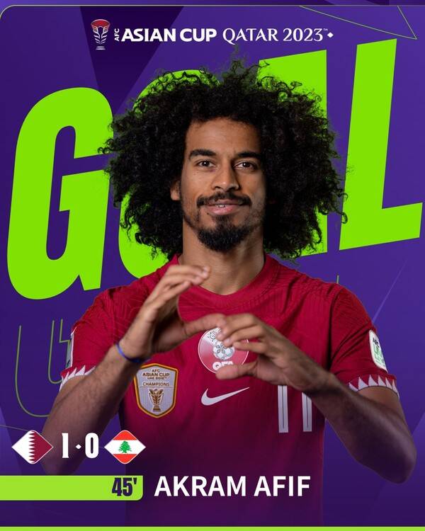 선제골을 뽑아낸 아크람 아피프. 사진┃AFC