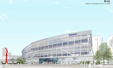 부산시가 제3전시장 기본설계 공모 당선작으로 발표한 B.I.G. Wave 투시도. 부산시 제공