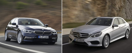 The BMW 520d, left, and Mercedes-Benz E300 [BMW, MERCEDES-BENZ]