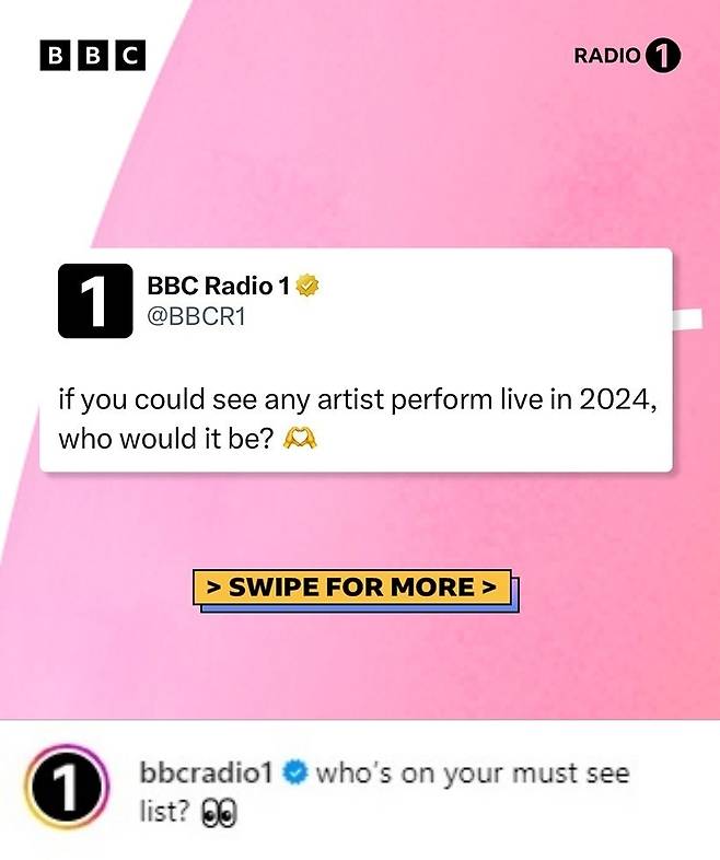방탄소년단 진, 英 BBC 라디오 '2024년 라이브를 꼭 봐야하는 아티스트' 선정