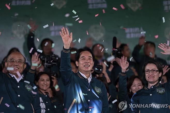 대만 대선 친미·독립 민진당 라이칭더 당선…첫 12년연속 집권