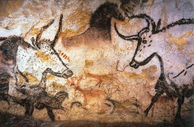 프랑스 남서부 도르도뉴 지방의 베제르 계곡에 있는 구석기시대 유적인 라스코 벽화의 한 부분.
