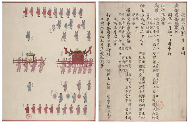 '신덕왕후부묘도감의궤' 부분  이근호 충남대 교수의 '조선 후기 추상 및 복위 의례의 시행과 외규장각 의궤' 연구 논문 일부분 [국립중앙박물관 제공. 재판매 및 DB 금지]