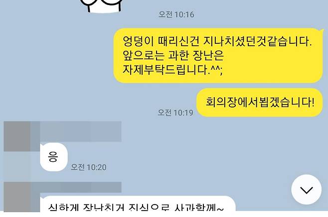 A 의원과 B씨가 나눈 카카오톡 대화 캡처 [독자 제공. 재판매 및 DB 금지]