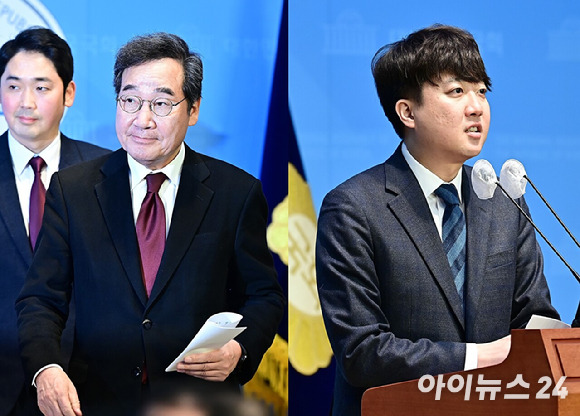 이낙연 전 더불어민주당 대표(좌)와 이준석 개혁신당 정강정책위원장. [사진=곽영래 기자]