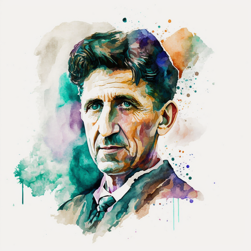 소설가 조지 오웰은 1903년생으로 47세인 1950년 1월 21일 사망한 ‘단명의 예술가’입니다. 그러나 오웰의 문학은 오늘날까지도 최고의 걸작으로 기억됩니다. 사진은 AI 미드저니가 묘사한 조지 오웰의 초상. [Netha Hussain·Wikimedia Commons]