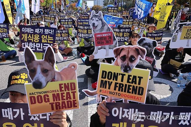 개 식용 금지법 제정 촉구 집회' [연합뉴스 자료 사진]