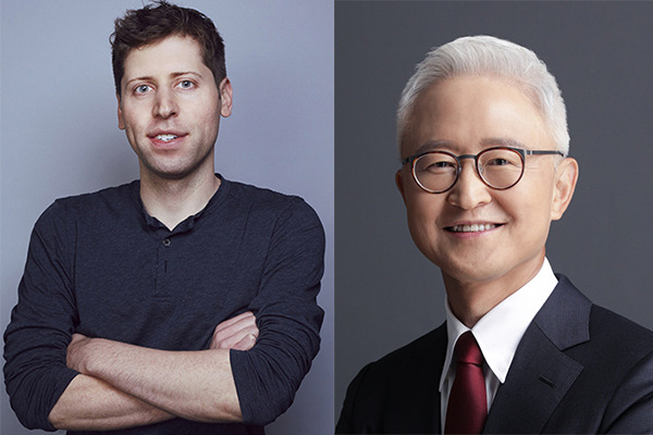 OpenAI chief executive officer Sam Altman, left, and Kyung Kye-hyun, head of Samsung Electronics’ Device Solutions Division