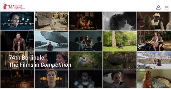 제74회 베를린국제영화제 경쟁 부문에 오른 20개 작품의 사진들. 4번째 줄 맨 오른쪽에 영화 ‘여행자의 필요’ 스틸컷이 보인다. ⓒ영화제 페이스북 화면 갈무리
