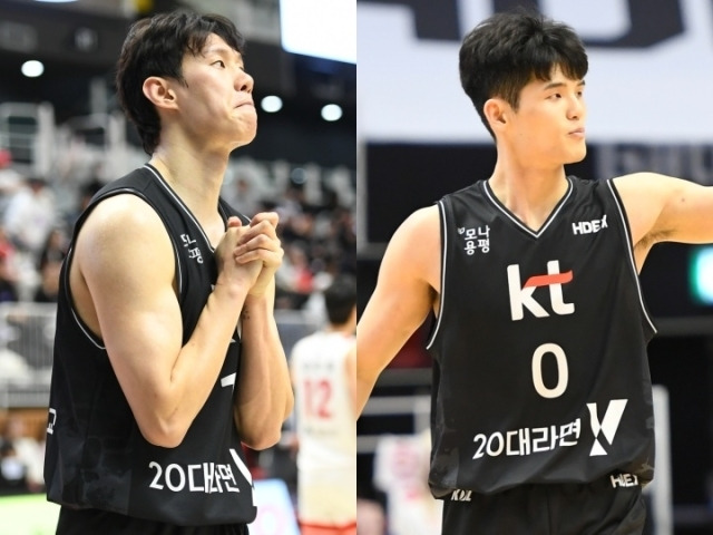 수원 KT 소닉붐 한희운과 하윤기./KBL