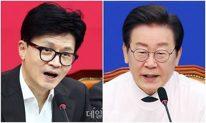 한동훈 국민의힘 비상대책위원장과 이재명 더불어민주당 대표 ⓒ데일리안 DB