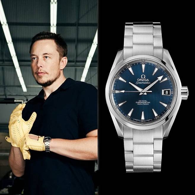 테슬라 CEO 일론 머스크가 착용하는 것으로 알려진 오메가 씨마스터(SeaMaster) 모델.