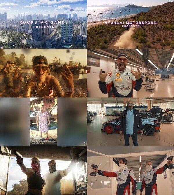 현대모터스포츠가 GTA6 공식 트레일러 영상을 패러디한 영상을 공식 유튜브 채널에 게시했다. /각 사 공식 영상 캡처