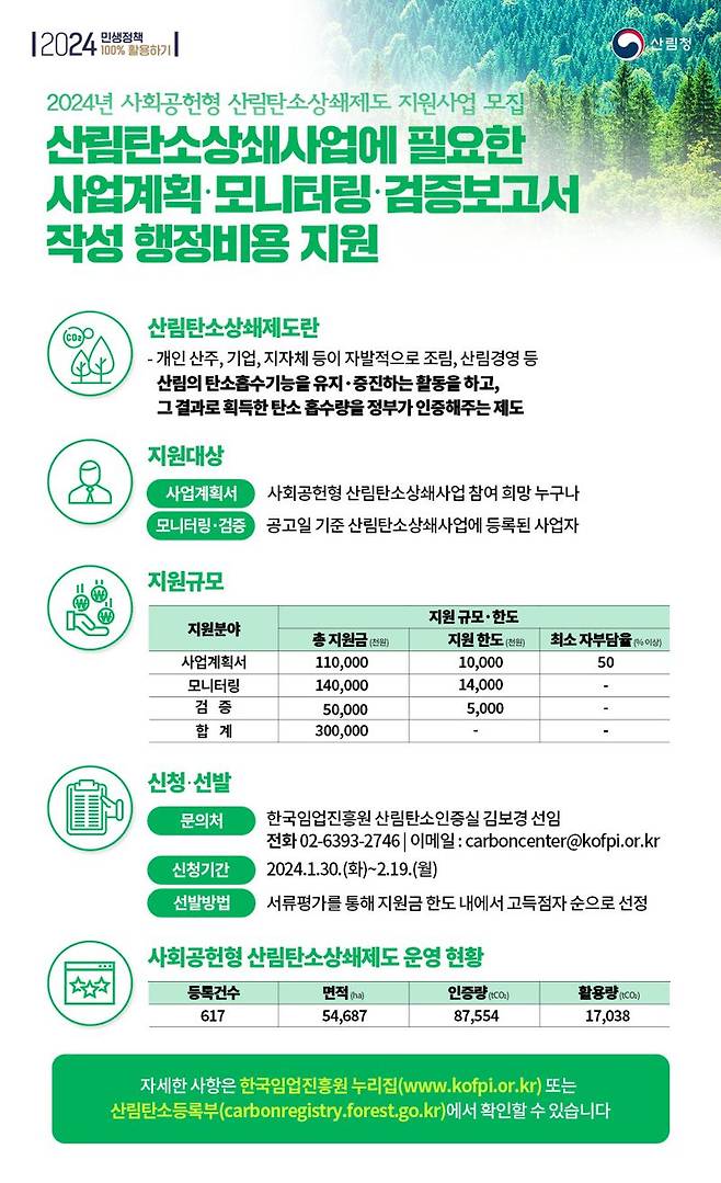 산림탄소상쇄제도 지원사업 참여공모 관련 홍보 이미지