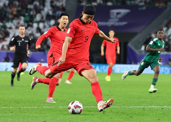 슛 시도하는 조규성. 도하 | 연합뉴스