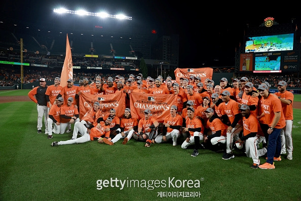 2023 MLB 아메리칸리그 동부지구 우승을 차지한 볼티모어 선수단. 사진=게티이미지