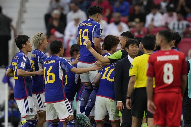 ▲ 일본은 31일 오후 8시 30분(한국시간) 카타르 도하의 알투마마 스타디움에서 열린 아시아축구연맹(AFC) 2023 아시안컵 16강에서 바레인을 제압했다. 오는 3일 만날 8강전 상대는 이란과 시리아 승리 팀이다 ⓒ연합뉴스/AP