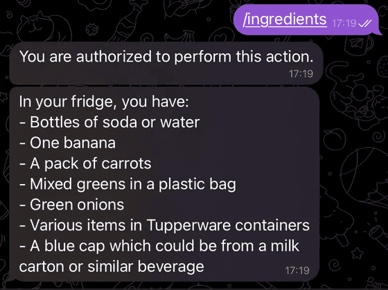 이 냉장고는 텔레그램으로 냉장고 속 음식을 알려준다. (사진=미모비노(Minobeano))