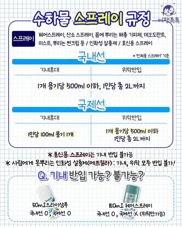 기내 반입 금지 품목 총정리 / ⓒ여행톡톡