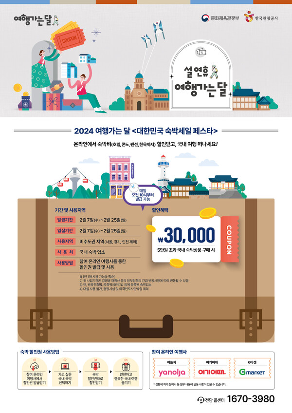 '설 연휴 여행가는 달과 함께하는 2024 숙박세일 페스타' 인포그래픽 /한국관광공사