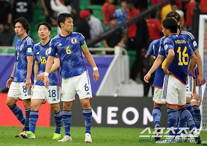 31일(현지시간) 카타르 도하 알투마마 스타디움에서 열린 2023 아시아축구연맹(AFC) 카타르 아시안컵 16강전 바레인과 일본의 경기. 승리한 일본 선수들이 기뻐하고 있다. 도하(카타르)=박재만 기자 pjm@sportschosun.com/2023.01.31/