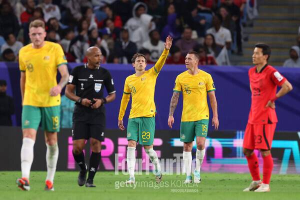 사진=게티이미지. 전반 막판 선제골을 넣은 호주