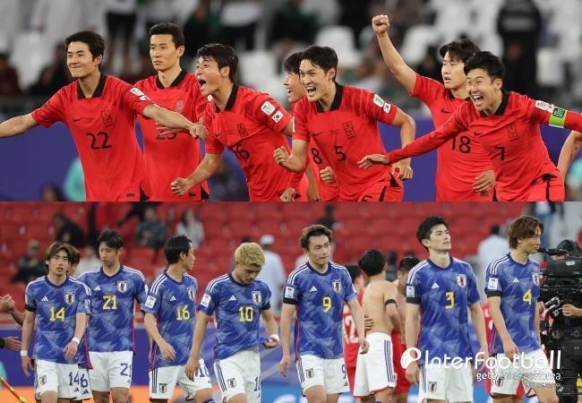 희비가 엇갈렸다. 대한민국은 호주를 잡아 준결승에 진출했고, 일본은 이란에 잡혀 탈락하고 말았다.[사진=게티 이미지]