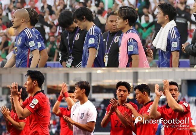 희비가 엇갈렸다. 대한민국은 호주를 잡아 준결승에 진출했고, 일본은 이란에 잡혀 탈락하고 말았다.[사진=게티 이미지]