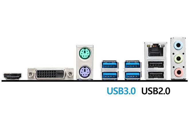 USB 3.0 단자는 보통 파란색으로 표시한다 (출처 : MSI)