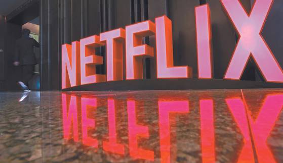 Netflix logo installed in an event site in Seoul in 2019. [NEWS1/JOONGANG PHOTO]
