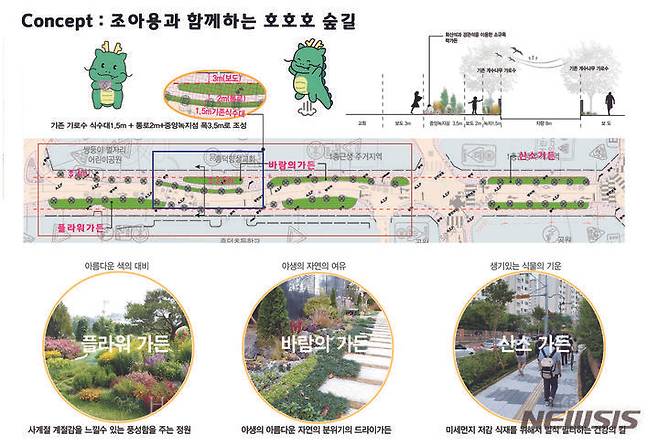 [용인=뉴시스] 흥덕초등학교 주변 통학로 숲길 조성