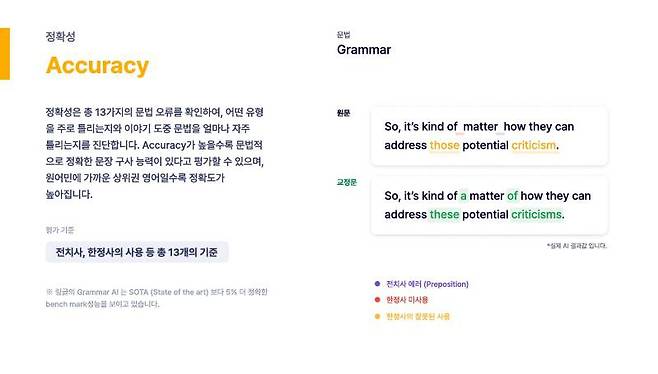 링글 AI가 제공하는 영어 숙련도 피드백 / 출처=링글