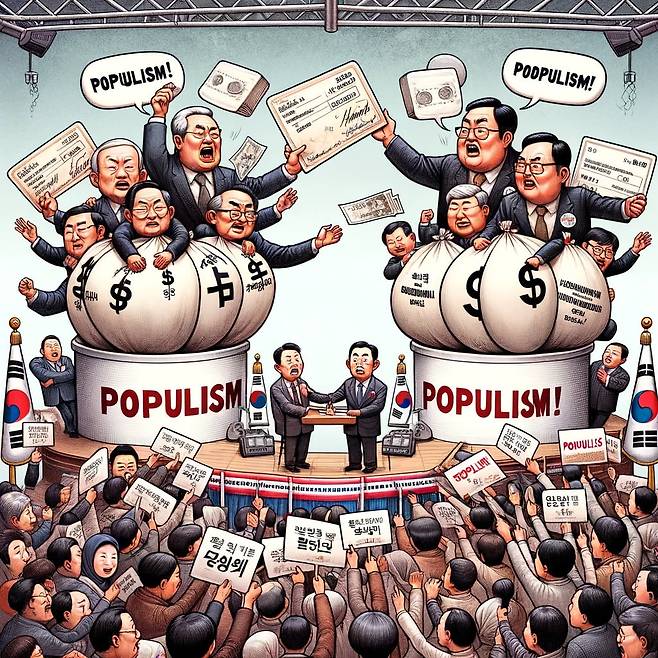 DALL·E 2024-02-01 123904 - An illustration depicting a political scene in South Korea during the April parliamentary election period The image should show various politicians