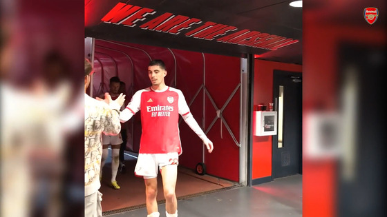 Arsenal's Kai Havertz celebrates a victory over Liverpool. [ONE FOOTBALL]