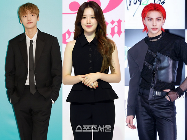 엔시티 재민(왼쪽부터), (여자)아이들 슈화, 스트레이 키즈 현진. 사진 | 스포츠서울DB, SM, JYP.