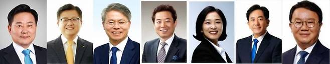 사진 왼쪽부터 김성진, 김용재, 민형배, 안태욱, 전주연, 정재혁, 최치현 예비후보.(가나다 순)