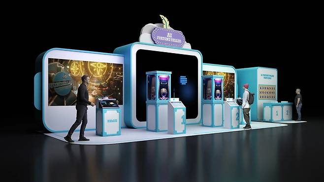 SK하이닉스가 CES 2024에서 운영한 HBM3E 기반 생성형 AI 기술 적용된 ‘AI 포춘텔러’. [사진출처 = SK하이닉스]