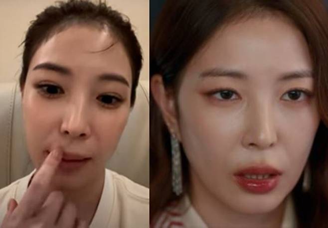 드라마에서 보아가 본래의 입술보다 과장해서 메이크업을 하고 출연해 이로 인해 몰입도가 떨어진다는 일부 시청자들의 반응이 나온 바 있다. [사진=보아 SNS, tvN 방송화면 캡처]