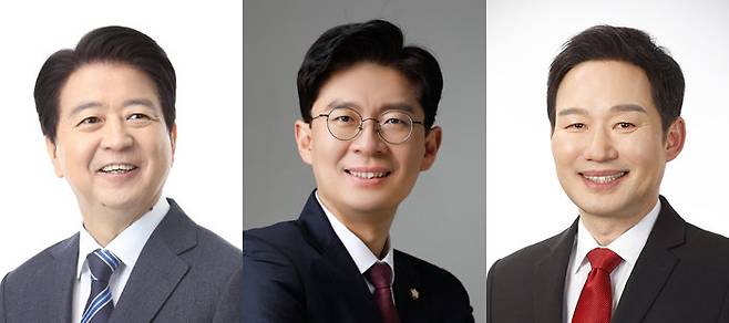 더불어민주당 노웅래 의원과 국민의힘 조정훈 의원, 신지호 전 의원(왼쪽부터). [노웅래 페이스북, 조정훈 블로그, 중앙선거관리위원회]