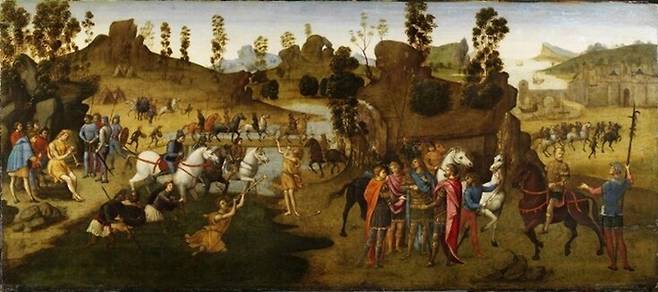 루비콘강을 건너는 카이사르(Julius Caesar and the Crossing of the Rubicon). 프란체스코 그라나찌(Francesco Granacci), 1494년.