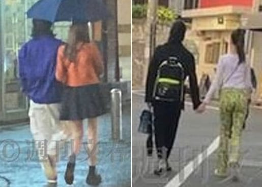 지난달 31일 일본 주간지 슈칸분슌이 보도한 '미남 근육 의사' 마에다 다쿠마(46)와 올해 미스일본 콘테스트 대상 수상자인 시노 카롤리나(27)의 과거 데이트 사진/ameblo.jp