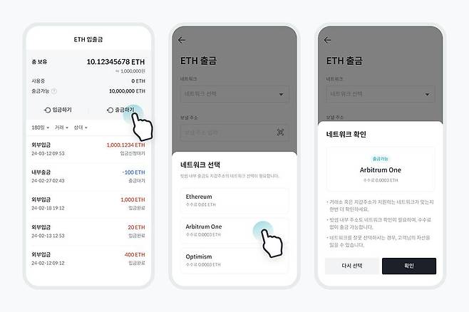 이더리움 대상 멀티체인 입출금 지원 / 출처=빗썸