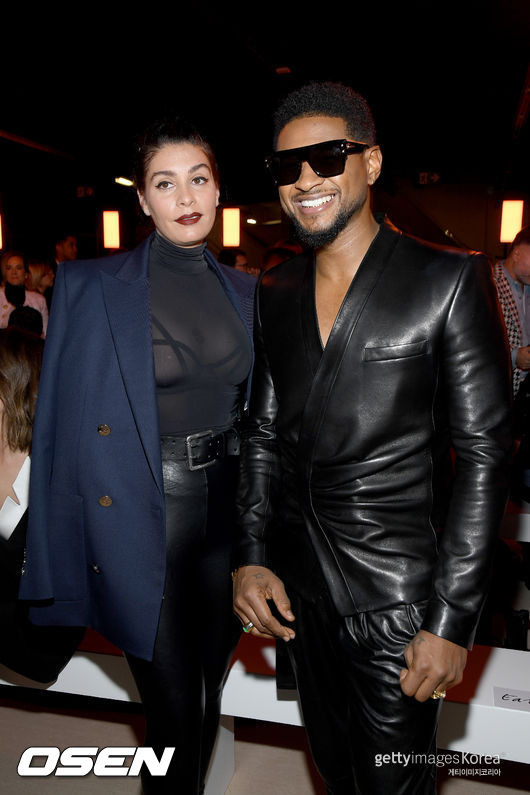 PARIS, FRANCE - FEBRUARY 28: (EDITORIAL USE ONLY) Jenn Goicoechea and Usher attend the Balmain show as part of the Paris Fashion Week Womenswear Fall/Winter 2020/2021 on February 28, 2020 in Paris, France. (Photo by Pascal Le Segretain/Getty Images)